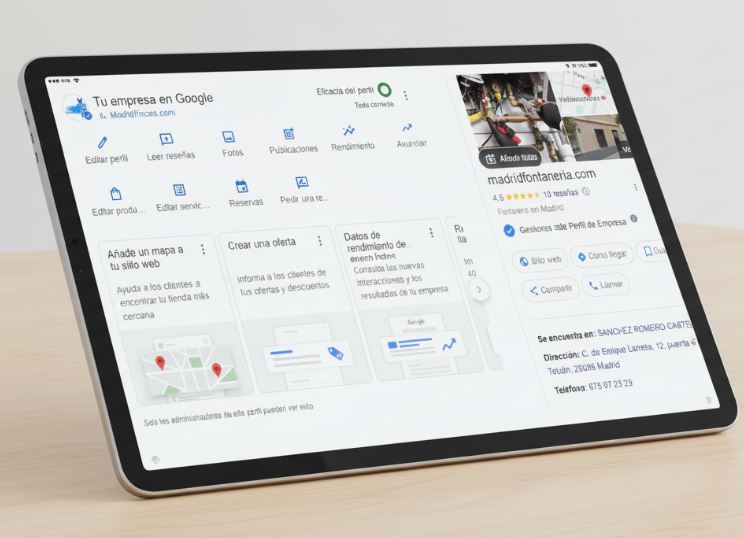 web fontaneros madrid tablet